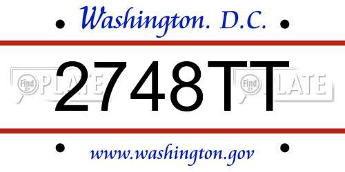 2748TT District Of Columbia License Plate