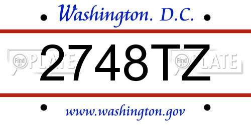 2748TZ District Of Columbia License Plate