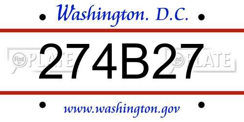 274B27 District Of Columbia License Plate