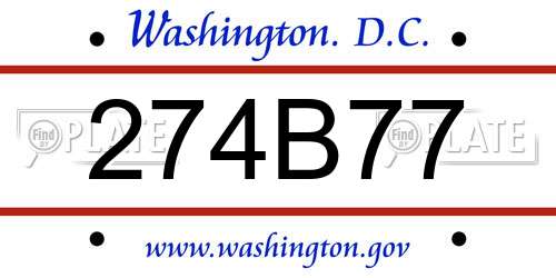 274B77 District Of Columbia License Plate