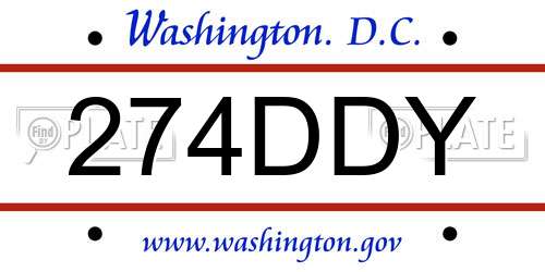 274DDY District Of Columbia License Plate