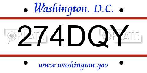 274DQY District Of Columbia License Plate