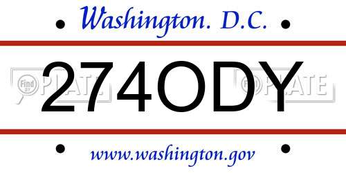 274ODY District Of Columbia License Plate