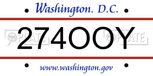 274OOY District Of Columbia License Plate