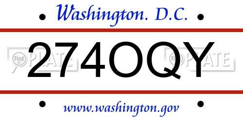 274OQY District Of Columbia License Plate