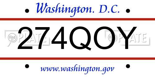 274QOY District Of Columbia License Plate