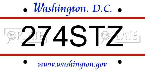 274STZ District Of Columbia License Plate
