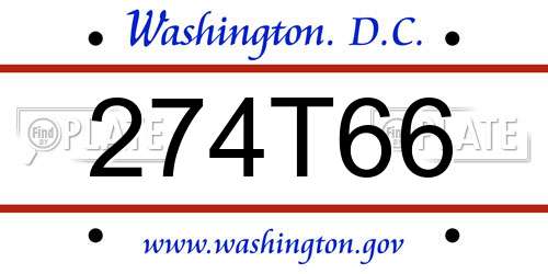 274T66 District Of Columbia License Plate