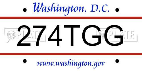 274TGG District Of Columbia License Plate