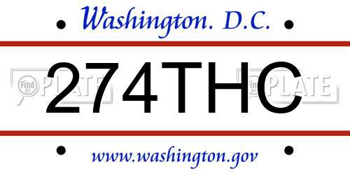 274THC District Of Columbia License Plate