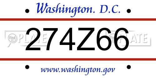 274Z66 District Of Columbia License Plate