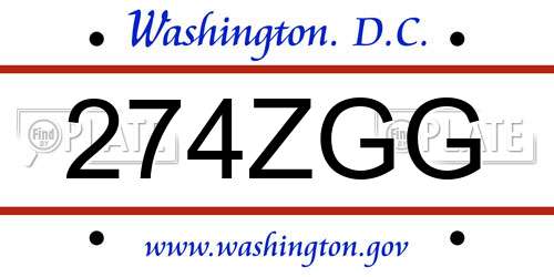 274ZGG District Of Columbia License Plate