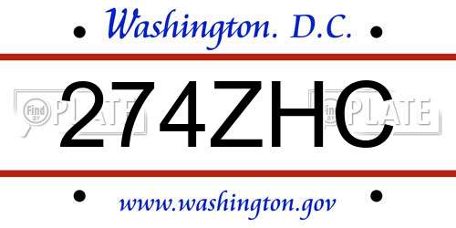 274ZHC District Of Columbia License Plate
