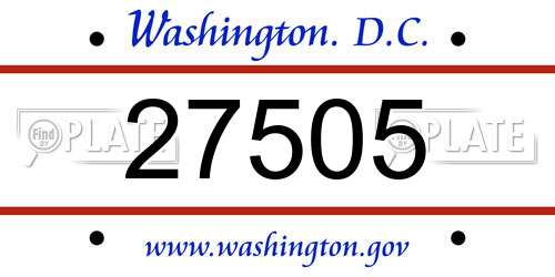 27505 District Of Columbia License Plate