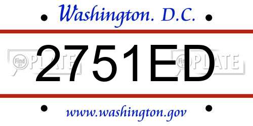 2751ED District Of Columbia License Plate