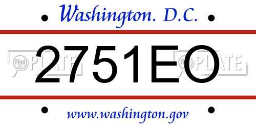 2751EO District Of Columbia License Plate