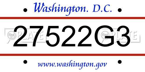 27522G3 District Of Columbia License Plate