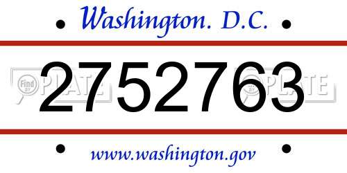 2752763 District Of Columbia License Plate