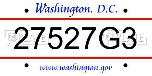27527G3 District Of Columbia License Plate