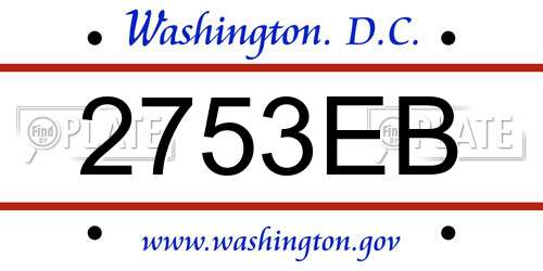 2753EB District Of Columbia License Plate