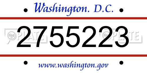 2755223 District Of Columbia License Plate