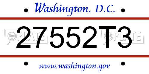 27552T3 District Of Columbia License Plate