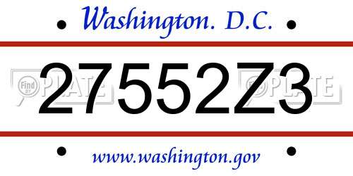 27552Z3 District Of Columbia License Plate