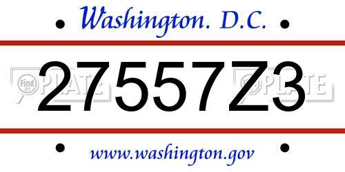 27557Z3 District Of Columbia License Plate