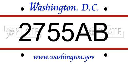 2755AB District Of Columbia License Plate