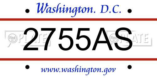 2755AS District Of Columbia License Plate
