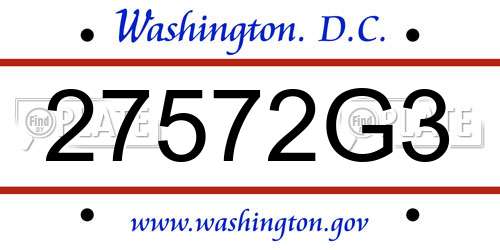 27572G3 District Of Columbia License Plate