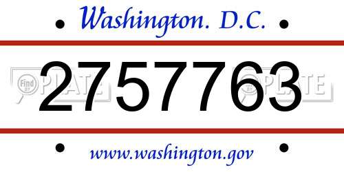 2757763 District Of Columbia License Plate