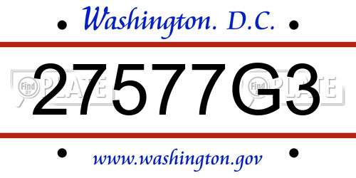27577G3 District Of Columbia License Plate