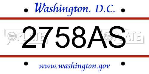 2758AS District Of Columbia License Plate