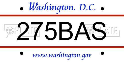 275BAS District Of Columbia License Plate