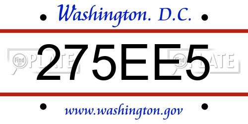 275EE5 District Of Columbia License Plate