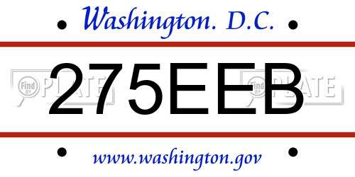275EEB District Of Columbia License Plate