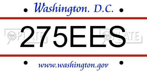 275EES District Of Columbia License Plate