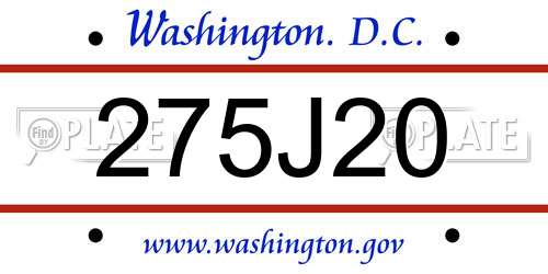 275J20 District Of Columbia License Plate