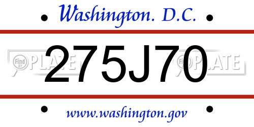 275J70 District Of Columbia License Plate