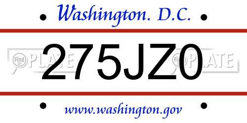 275JZ0 District Of Columbia License Plate