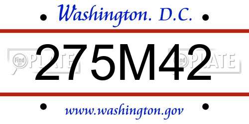 275M42 District Of Columbia License Plate