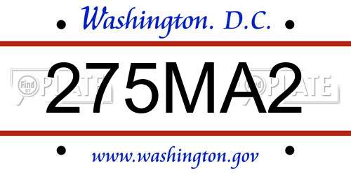 275MA2 District Of Columbia License Plate