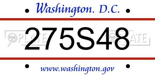 275S48 District Of Columbia License Plate