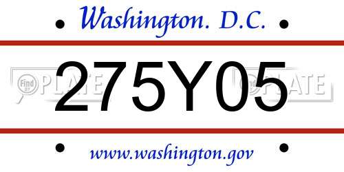 275Y05 District Of Columbia License Plate