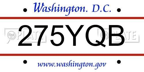 275YQB District Of Columbia License Plate