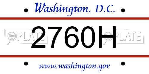 2760H District Of Columbia License Plate