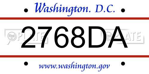 2768DA District Of Columbia License Plate