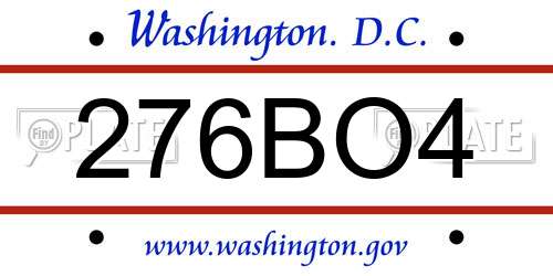 276BO4 District Of Columbia License Plate