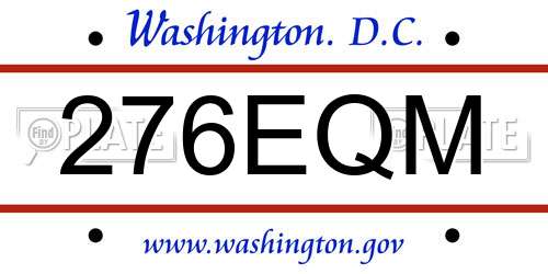 276EQM District Of Columbia License Plate